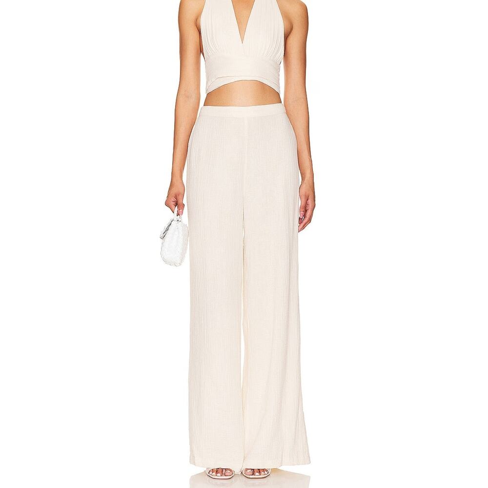 NEW LSPACE Santos Tapioca Cotton Wide Leg Pull On Pants Womens Large